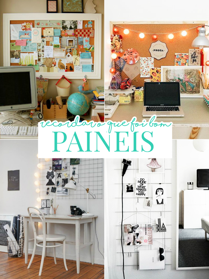 Paineis de fotos, recados e lembranças na decoração de home office