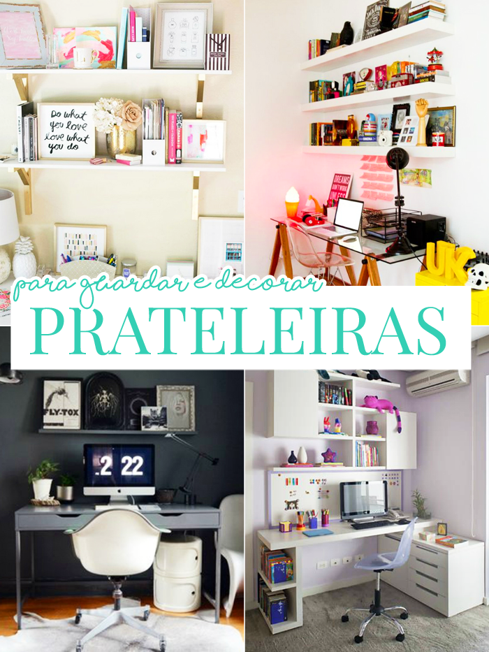 Prateleiras na decoração de home office